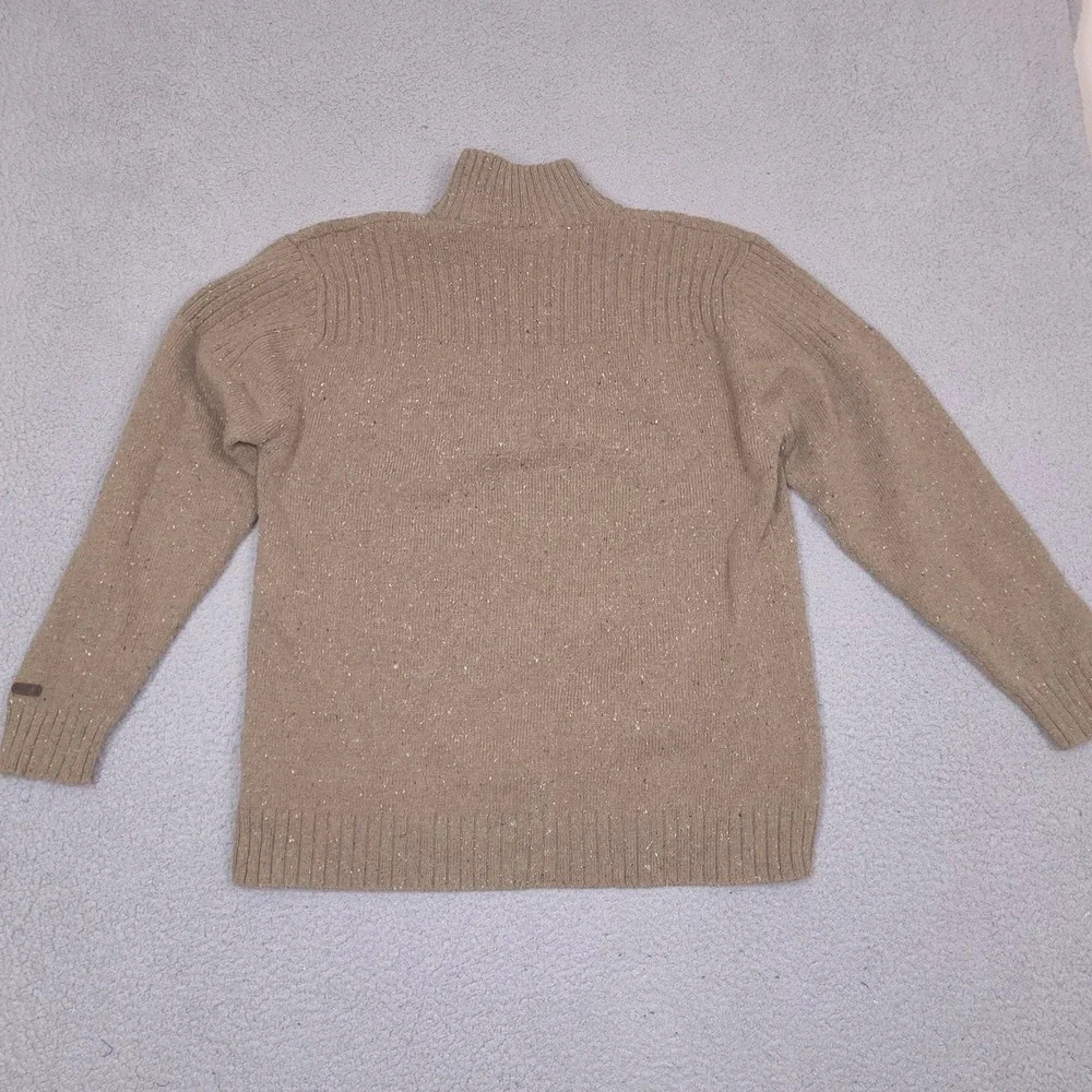 Columbia Sweater Mens XL Brown Speckled Pullover 1/4 Zip XCO Cotton‎ Wool Blend